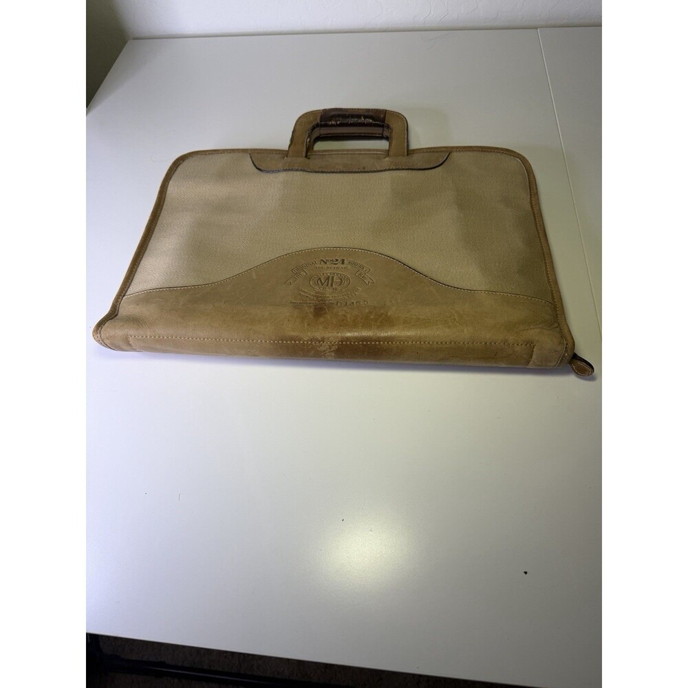 GHURKA The Attache No 24 Marley Hodgson Tan Leather Khaki Twill Briefcase
